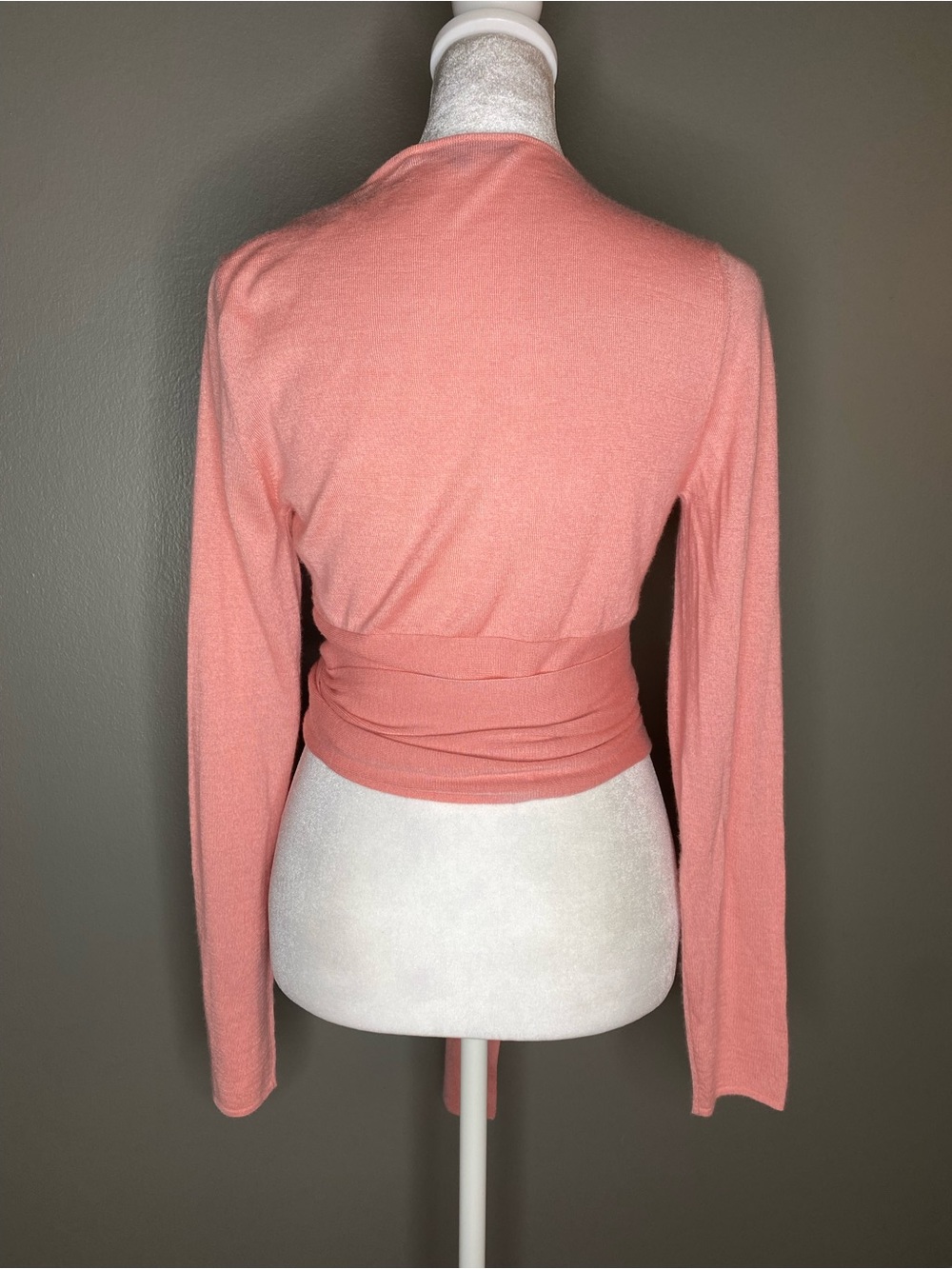 NWOT! LiliU Wrap Front Long Sleeve Ballet Sweater in Coral Pink - Size S - Picture 3 of 6